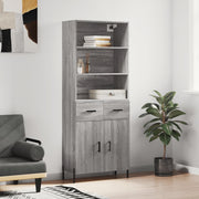 Hoge kast 69,5x34x180 cm grijs eikenhout