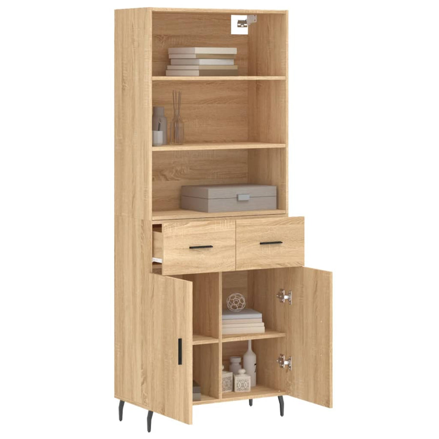 Hoge Kast 69,5X34X180 Cm Bewerkt Hout Kleurig Sonoma eiken