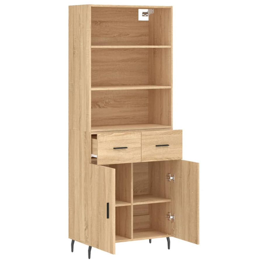 Hoge Kast 69,5X34X180 Cm Bewerkt Hout Kleurig Sonoma eiken