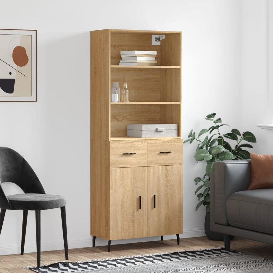 Hoge Kast 69,5X34X180 Cm Bewerkt Hout Kleurig Sonoma eiken