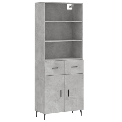 Hoge kast 69,5x34x180 cm bewerkt hout betongrijs