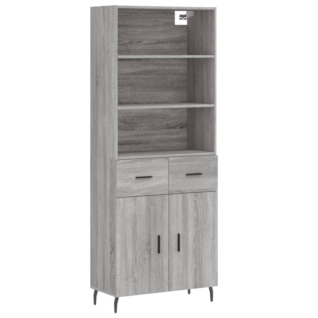 Hoge Kast 69,5X34X180 Cm Bewerkt Hout Eikenkleurig Grijs sonoma