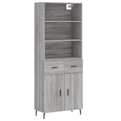 Hoge Kast 69,5X34X180 Cm Bewerkt Hout Eikenkleurig Grijs sonoma