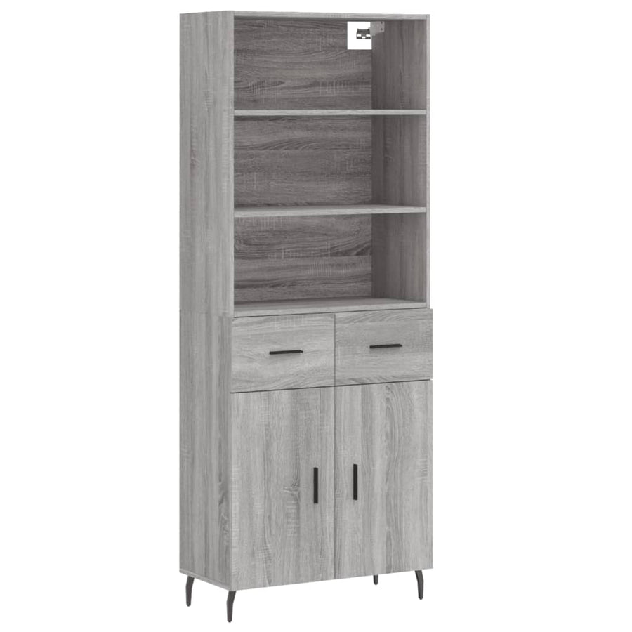 Hoge Kast 69,5X34X180 Cm Bewerkt Hout Eikenkleurig Grijs sonoma