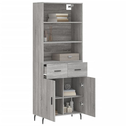 Hoge Kast 69,5X34X180 Cm Bewerkt Hout Eikenkleurig Grijs sonoma