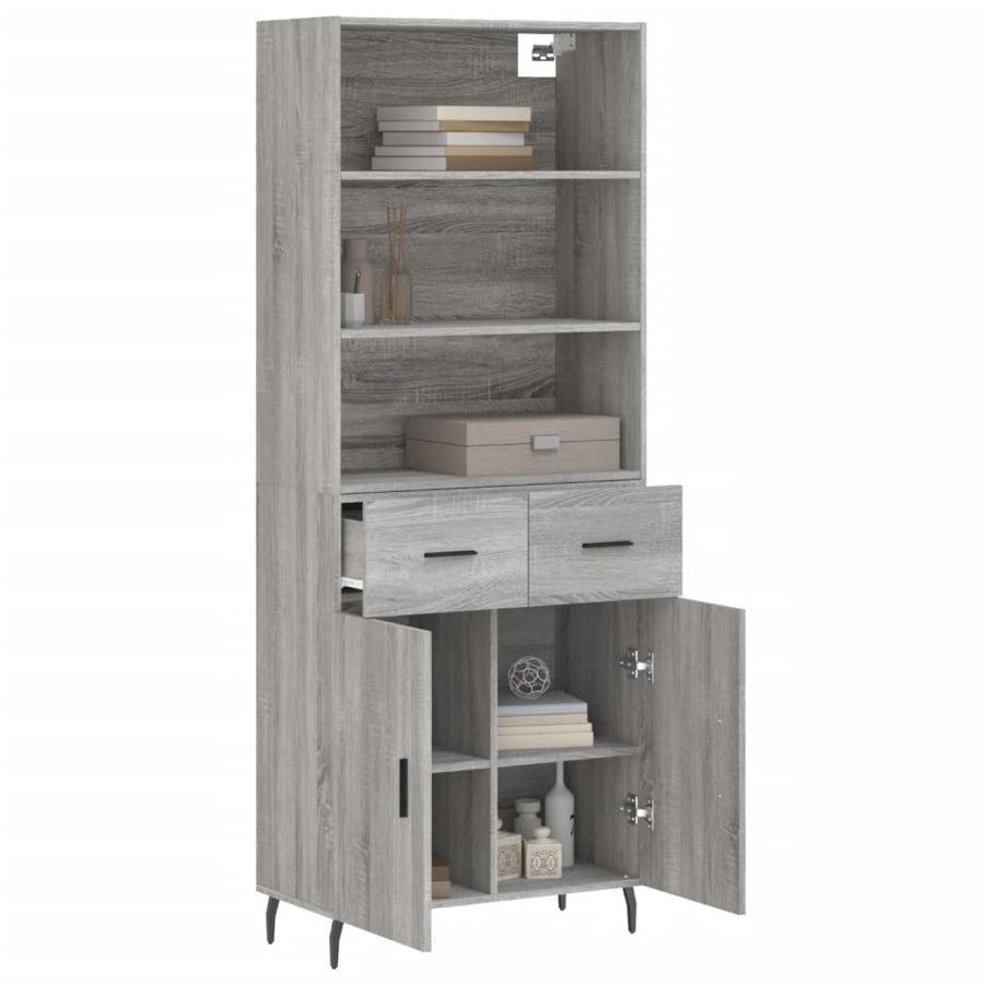 Hoge Kast 69,5X34X180 Cm Bewerkt Hout Eikenkleurig Grijs sonoma
