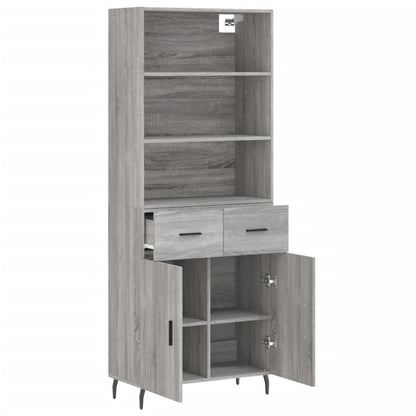 Hoge Kast 69,5X34X180 Cm Bewerkt Hout Eikenkleurig Grijs sonoma