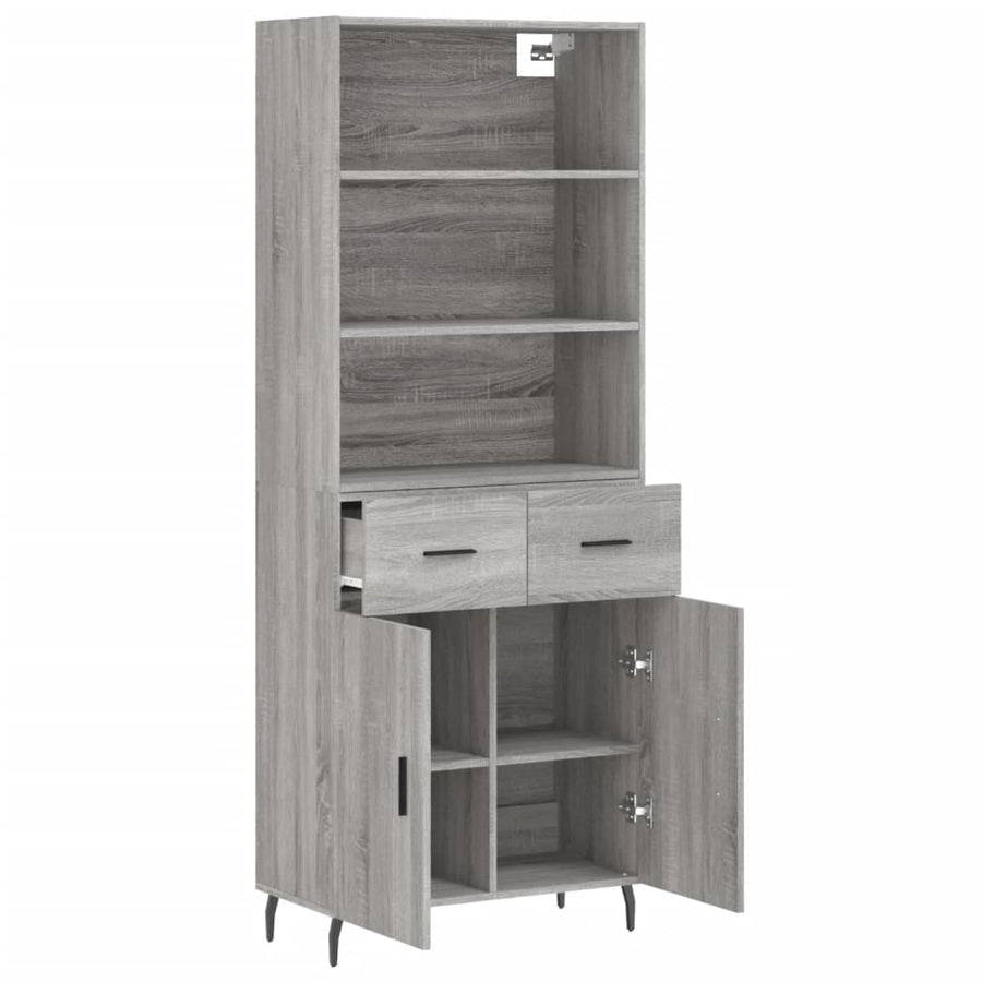 Hoge Kast 69,5X34X180 Cm Bewerkt Hout Eikenkleurig Grijs sonoma