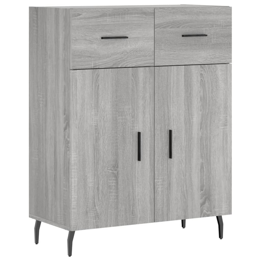 Hoge Kast 69,5X34X180 Cm Bewerkt Hout Eikenkleurig Grijs sonoma