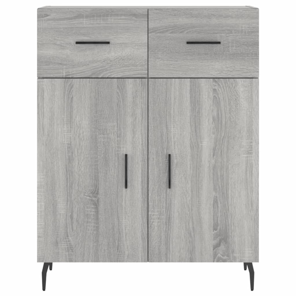 Hoge Kast 69,5X34X180 Cm Bewerkt Hout Eikenkleurig Grijs sonoma