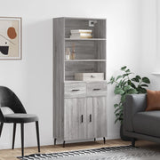 Hoge kast 69,5x34x180 cm bewerkt hout grijs