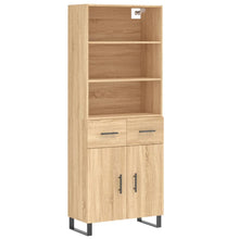 Hoge Kast 69,5X34X80 Cm Bewerkt Hout Kleurig 1 Sonoma eiken 2 deuren 2 lades