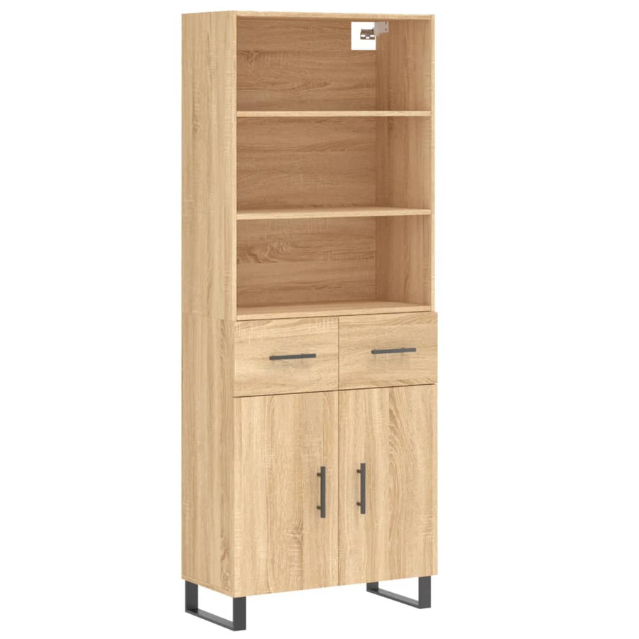 Hoge Kast 69,5X34X80 Cm Bewerkt Hout Kleurig 1 Sonoma eiken 2 deuren 2 lades
