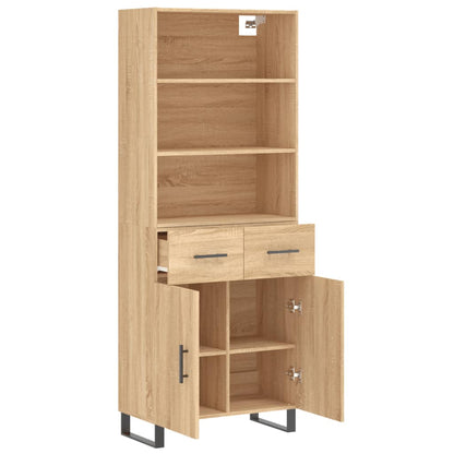Hoge Kast 69,5X34X80 Cm Bewerkt Hout Kleurig 1 Sonoma eiken 2 deuren 2 lades