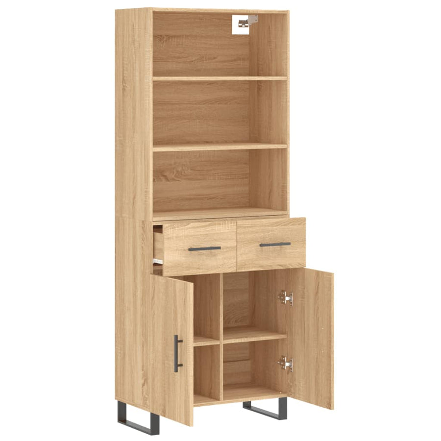 Hoge Kast 69,5X34X80 Cm Bewerkt Hout Kleurig 1 Sonoma eiken 2 deuren 2 lades