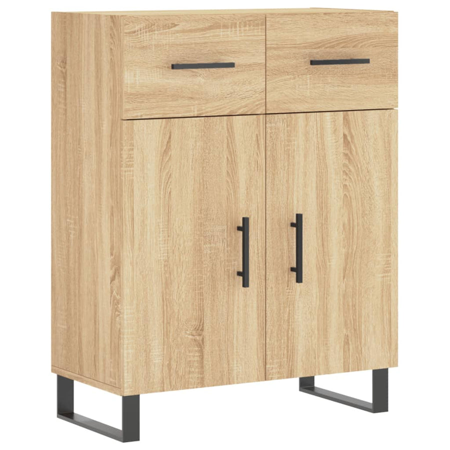 Hoge Kast 69,5X34X80 Cm Bewerkt Hout Kleurig 1 Sonoma eiken 2 deuren 2 lades