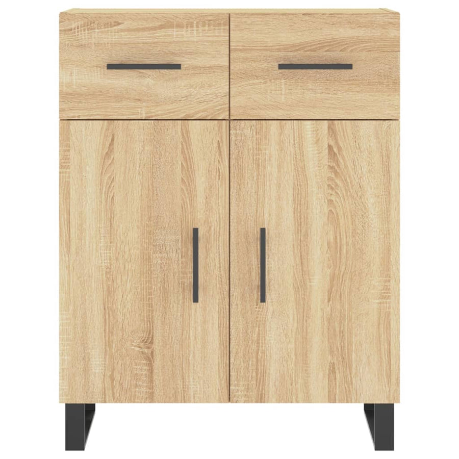Hoge Kast 69,5X34X80 Cm Bewerkt Hout Kleurig 1 Sonoma eiken 2 deuren 2 lades