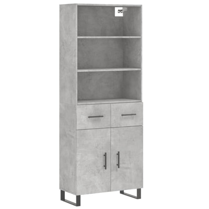 Hoge Kast 69,5X34X180 Cm Bewerkt Hout Betongrijs