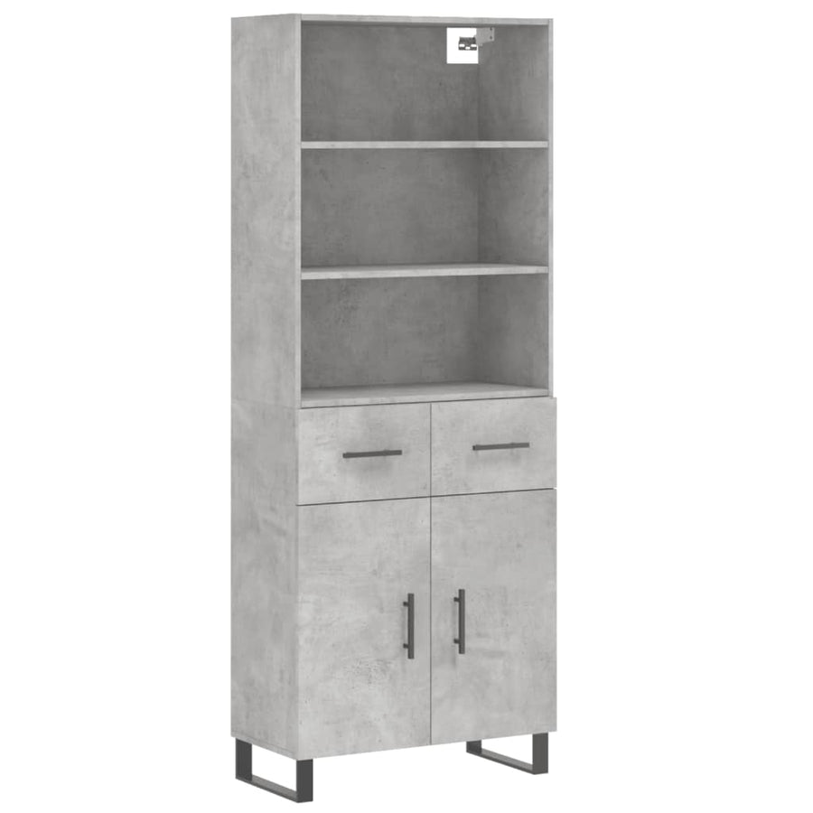 Hoge Kast 69,5X34X180 Cm Bewerkt Hout Betongrijs