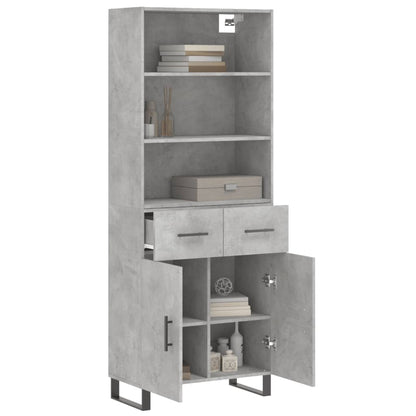Hoge Kast 69,5X34X180 Cm Bewerkt Hout Betongrijs