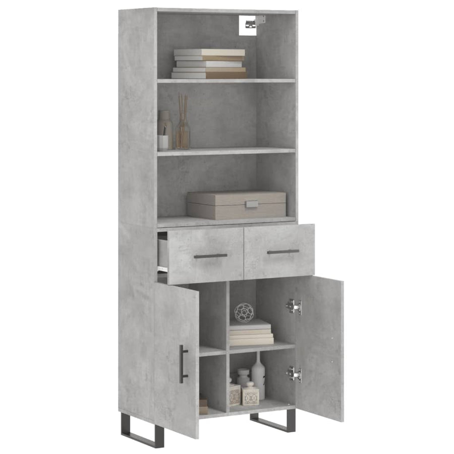 Hoge Kast 69,5X34X180 Cm Bewerkt Hout Betongrijs