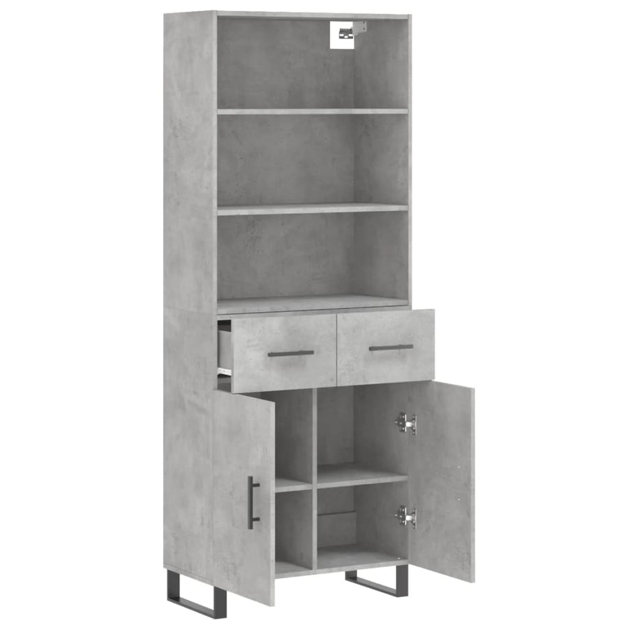 Hoge Kast 69,5X34X180 Cm Bewerkt Hout Betongrijs