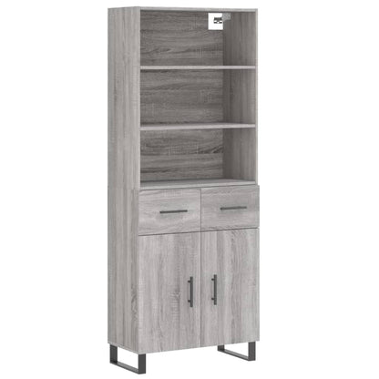 Hoge Kast 69,5X34X180 Cm Bewerkt Hout Grijs Sonoma Eikenkleurig