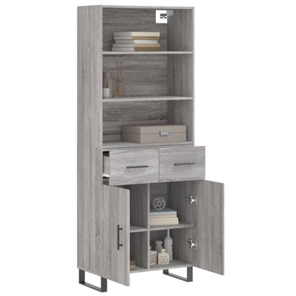Hoge Kast 69,5X34X180 Cm Bewerkt Hout Grijs Sonoma Eikenkleurig