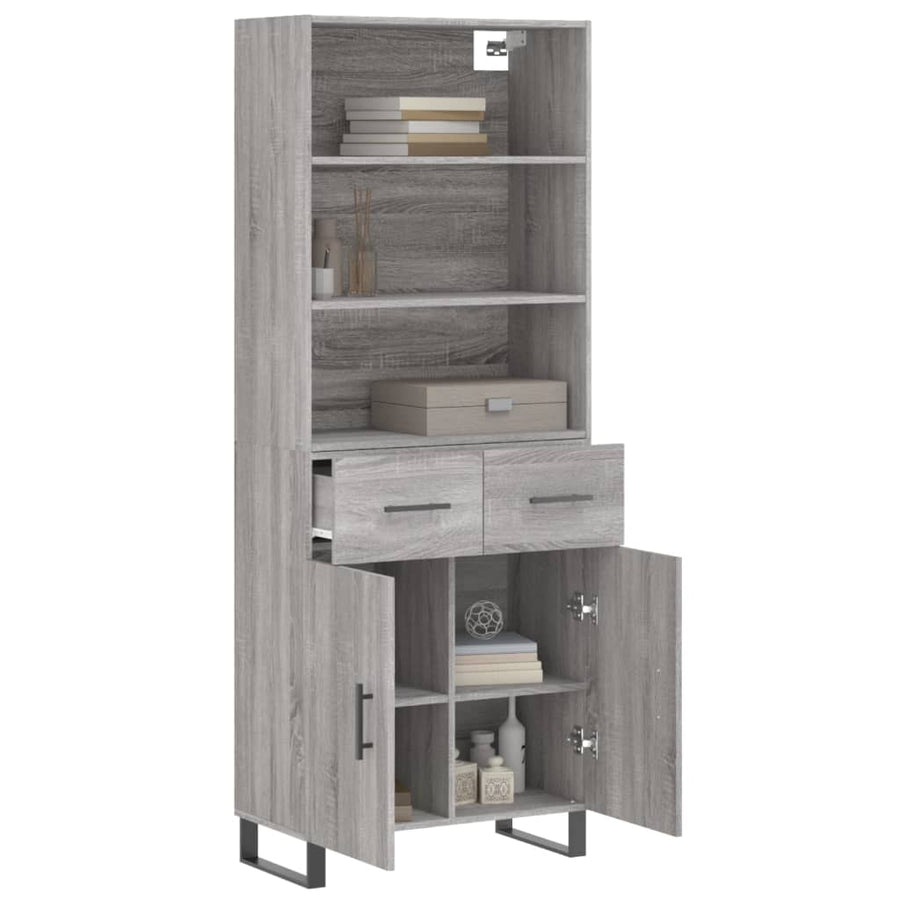 Hoge Kast 69,5X34X180 Cm Bewerkt Hout Grijs Sonoma Eikenkleurig