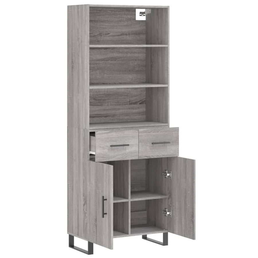 Hoge Kast 69,5X34X180 Cm Bewerkt Hout Grijs Sonoma Eikenkleurig