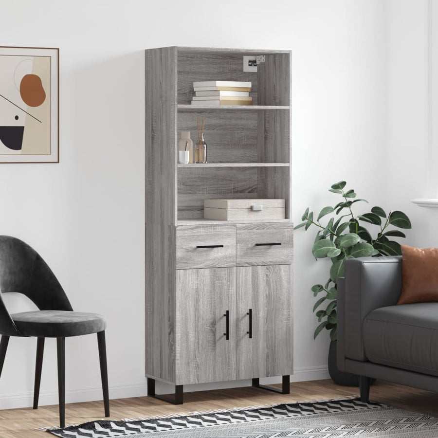 Hoge Kast 69,5X34X180 Cm Bewerkt Hout Grijs Sonoma Eikenkleurig
