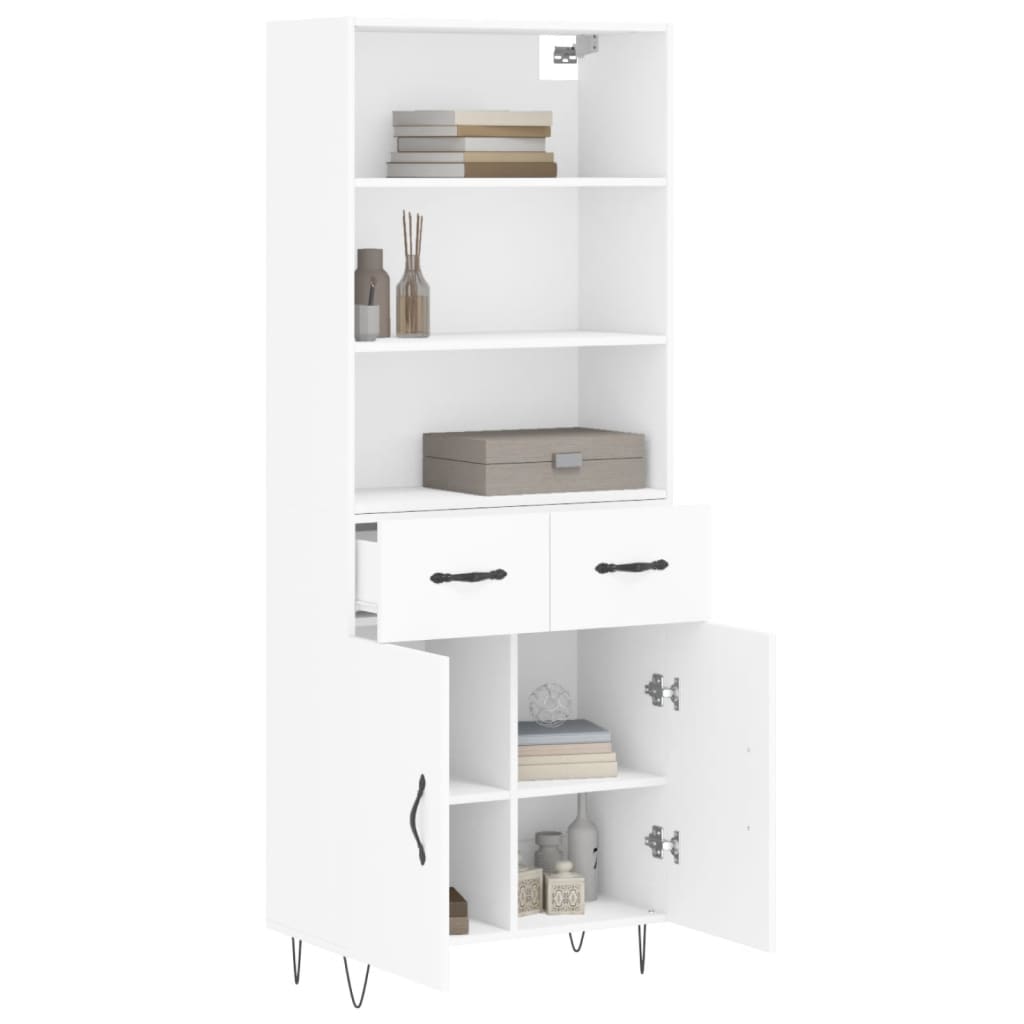 Hoge Kast 69,5X34X180 Cm Bewerkt Hout Wit