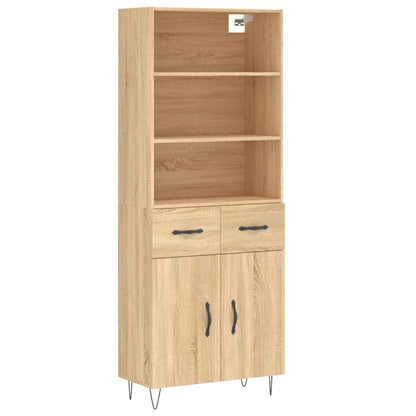 Hoge Kast 69,5X34X180 Cm Bewerkt Hout Kleurig Sonoma eiken