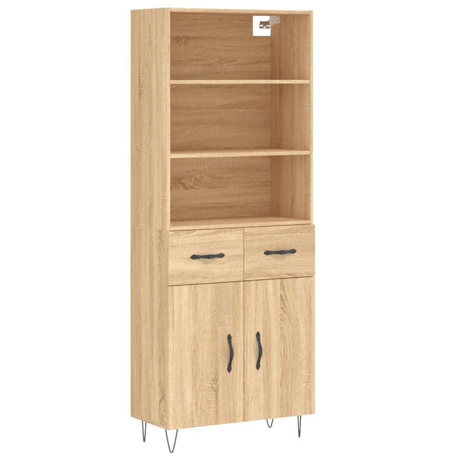 Hoge Kast 69,5X34X180 Cm Bewerkt Hout Kleurig Sonoma eiken