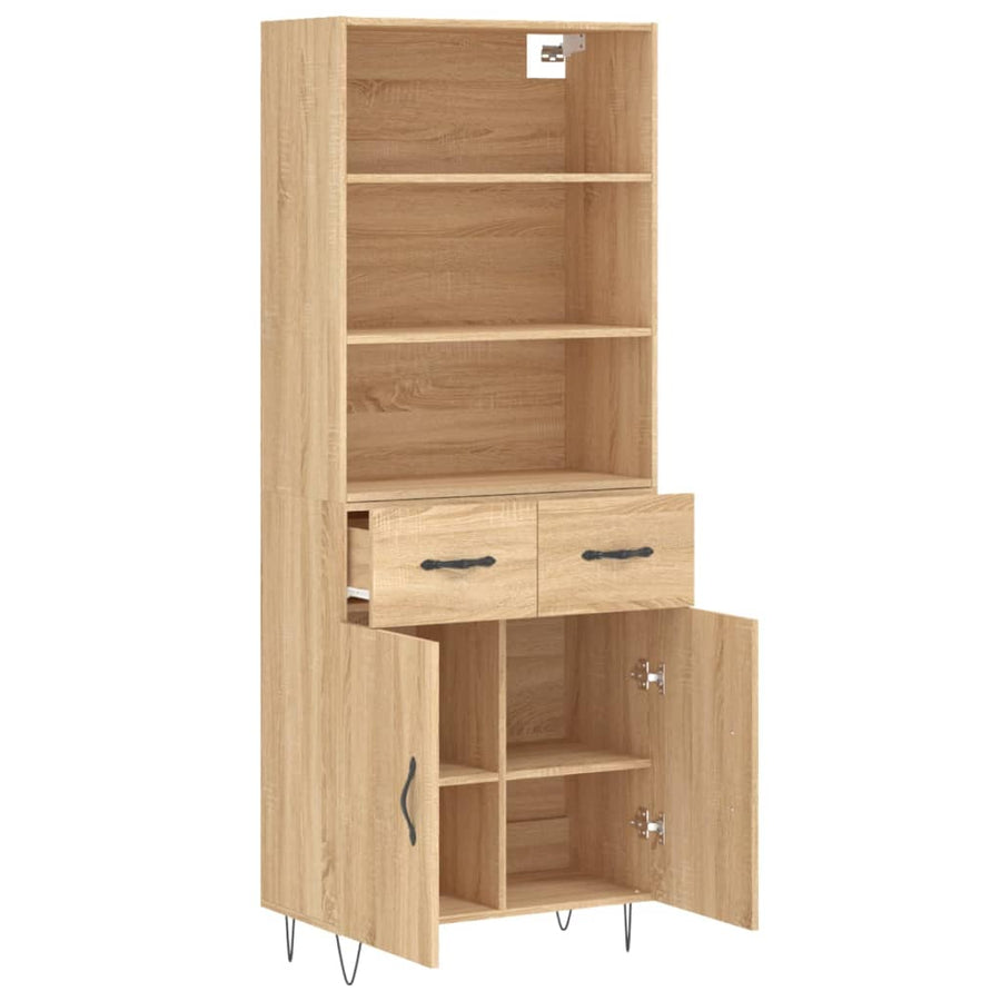 Hoge Kast 69,5X34X180 Cm Bewerkt Hout Kleurig Sonoma eiken