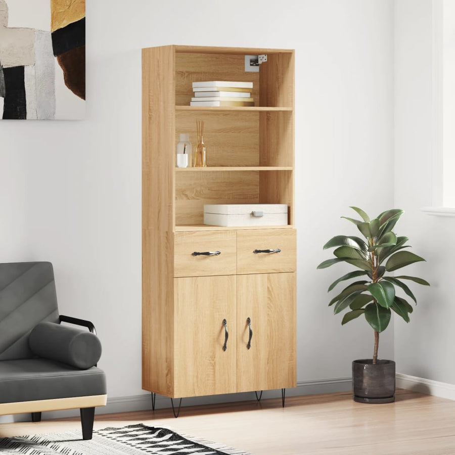 Hoge Kast 69,5X34X180 Cm Bewerkt Hout Kleurig Sonoma eiken