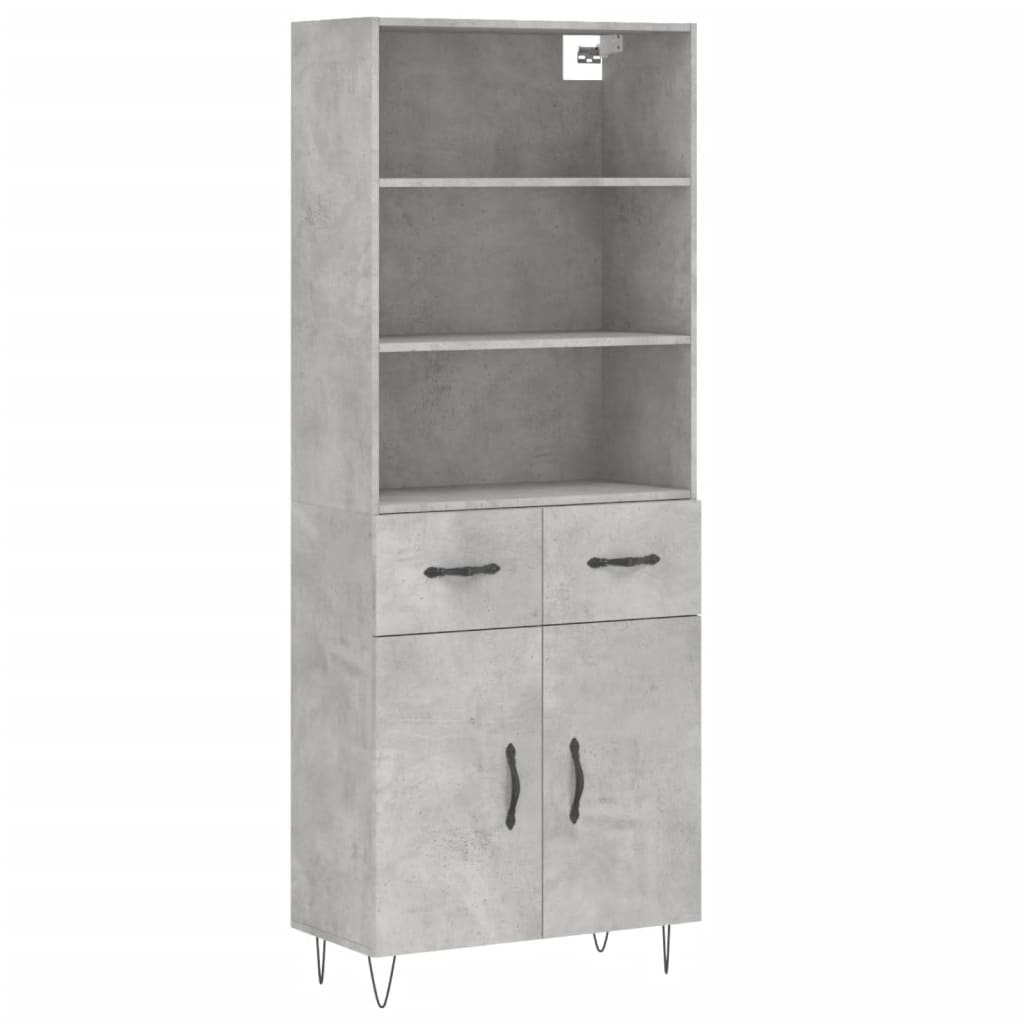 Hoge Kast 69,5X34X180 Cm Bewerkt Hout Betongrijs