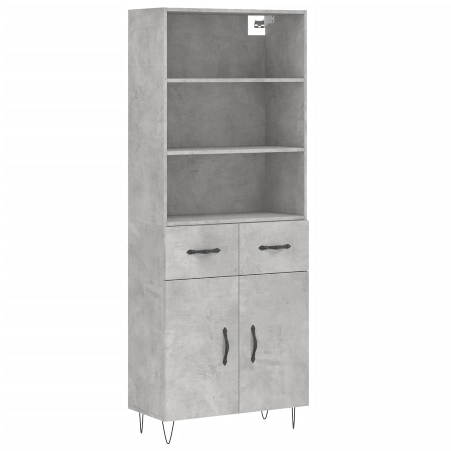 Hoge Kast 69,5X34X180 Cm Bewerkt Hout Betongrijs