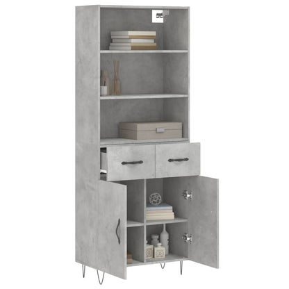 Hoge Kast 69,5X34X180 Cm Bewerkt Hout Betongrijs
