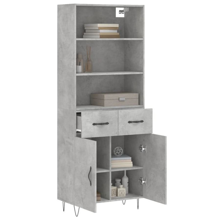 Hoge Kast 69,5X34X180 Cm Bewerkt Hout Betongrijs