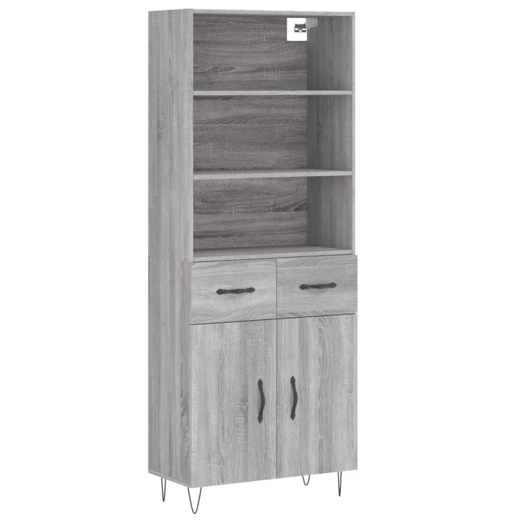 Hoge Kast 69,5X34X180 Cm Bewerkt Hout Eikenkleurig Grijs sonoma