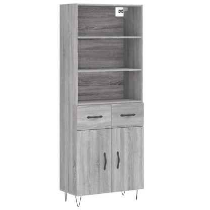 Hoge Kast 69,5X34X180 Cm Bewerkt Hout Eikenkleurig Grijs sonoma