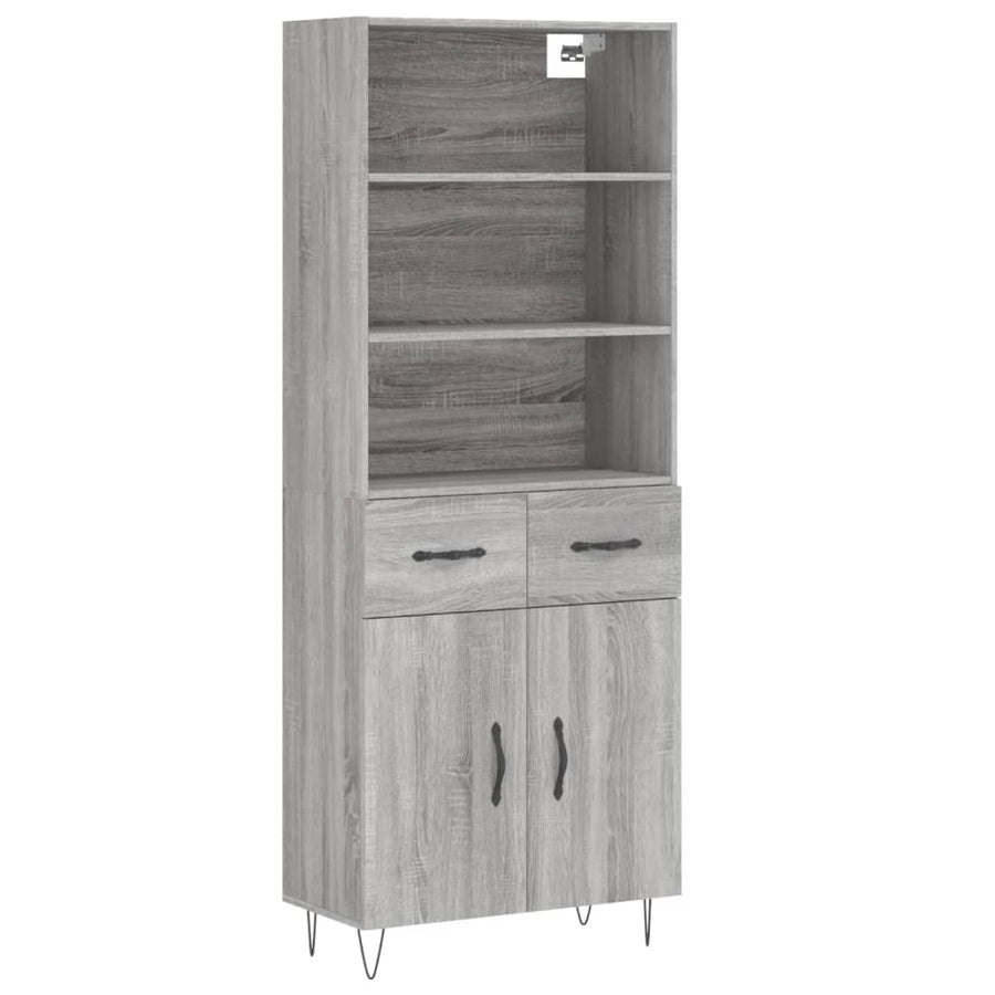 Hoge Kast 69,5X34X180 Cm Bewerkt Hout Eikenkleurig Grijs sonoma