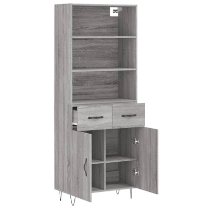 Hoge Kast 69,5X34X180 Cm Bewerkt Hout Eikenkleurig Grijs sonoma