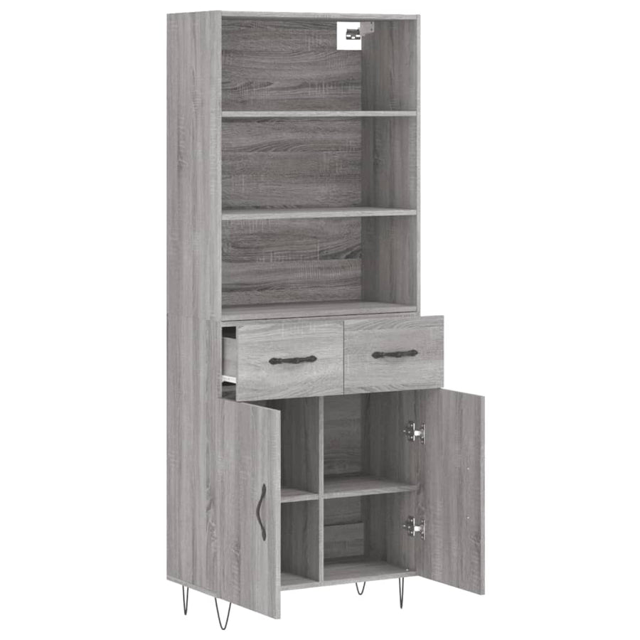 Hoge Kast 69,5X34X180 Cm Bewerkt Hout Eikenkleurig Grijs sonoma