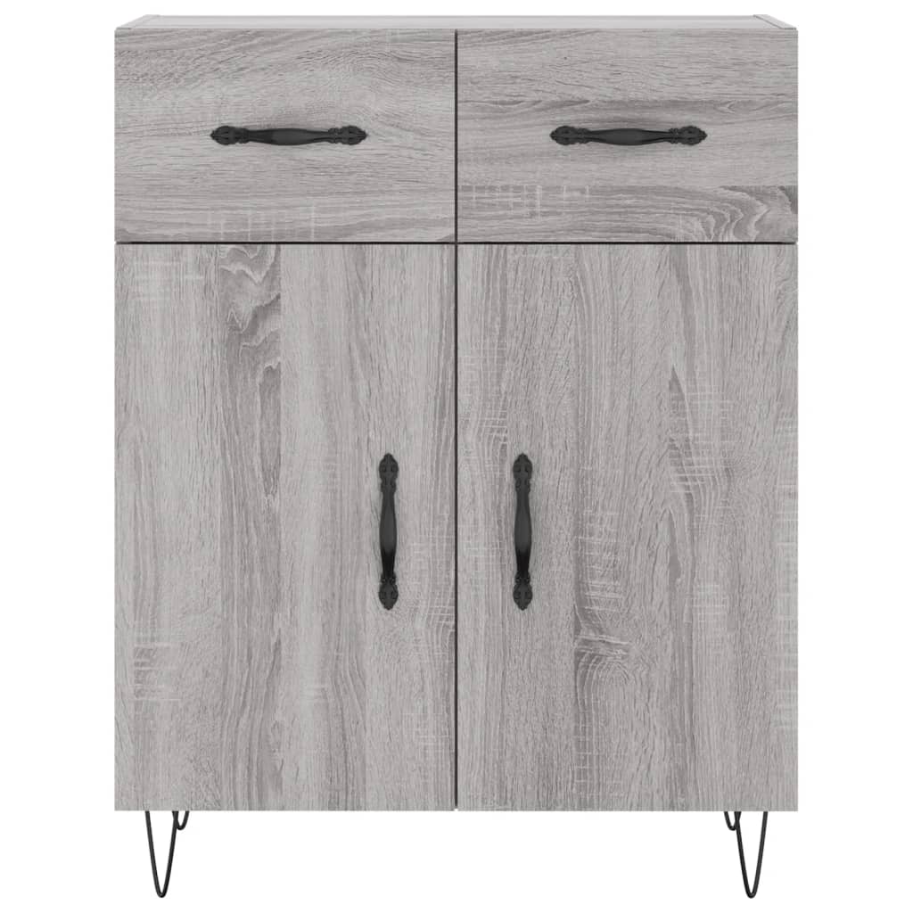 Hoge Kast 69,5X34X180 Cm Bewerkt Hout Eikenkleurig Grijs sonoma