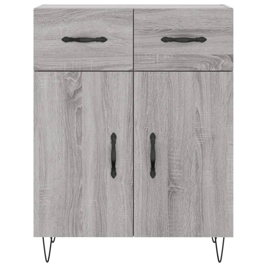 Hoge Kast 69,5X34X180 Cm Bewerkt Hout Eikenkleurig Grijs sonoma