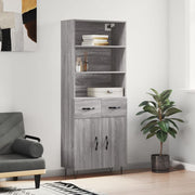 Hoge kast 69,5x34x180 cm bewerkt hout grijs