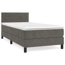 Boxspring Met Matras Fluweel Donkergrijs 90 x 190 cm Horizontale strepen