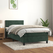 Boxspring met matras 90x190 cm fluweel donkergroen